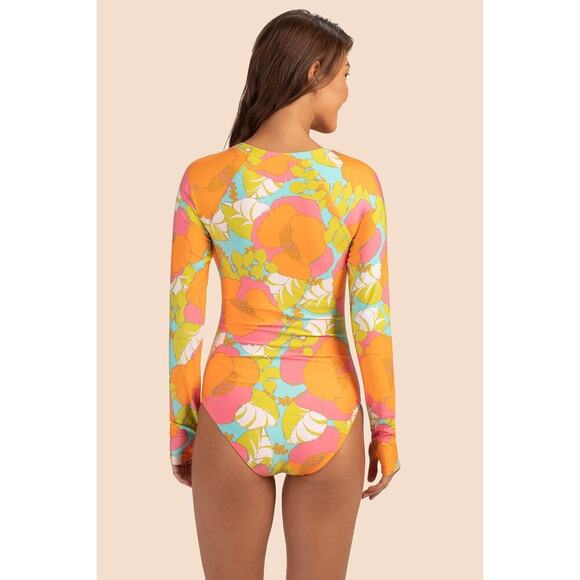 Trina Turk Large NWT Playa De Flor Half Zip Long Sleeve Rash Guard Paddle Suit - Picture 2 of 10